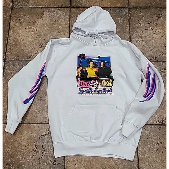 Philcos Boyz N The Hood Movie Film Hoodie Mens Small White Graphic Hip Hop - Picture 1 of 7